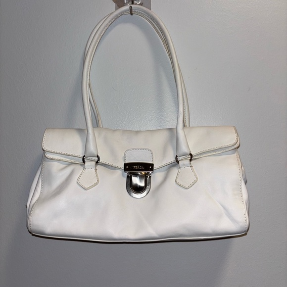 Prada Handbags - Authentic Prada Daino Bianco Leather Bag Vintage Calfskin Handbag